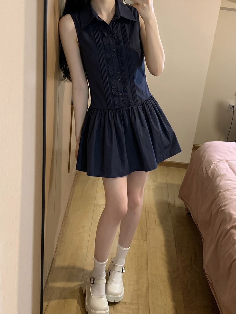 Korean Style A Line Shirt Dress - Vestido Camisa Estilo Universitário Coreano com