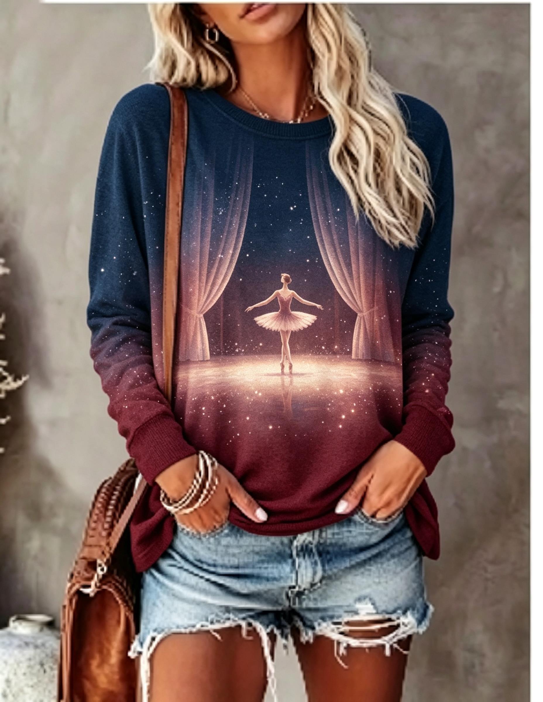 Blouses - Camiseta Feminina de Manga Longa com