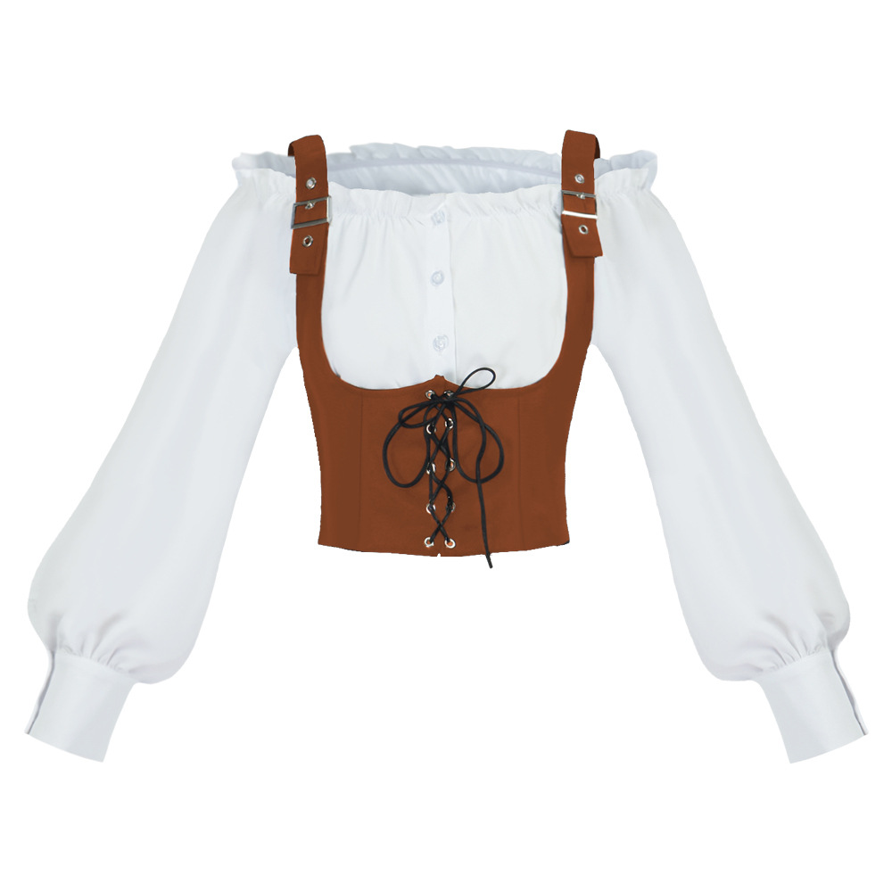 Blouses - Blusa feminina de estilo retrô ocidental,