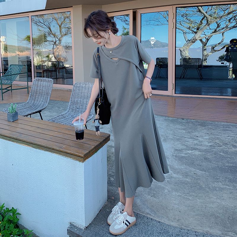 Vestido T-Shirt Simples com Re - Korean Style A Line Shirt Dress avaliação e preço