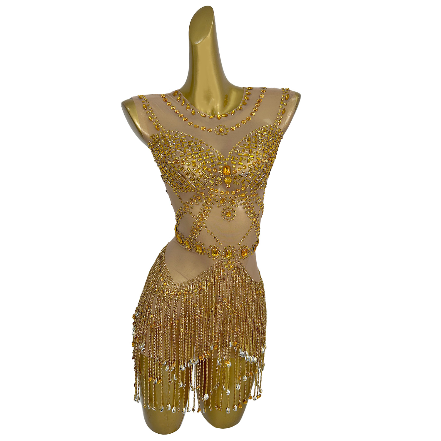 Mini vestido transparente de m - Sparkly Rhinestone Club Party Dress avaliação e preço
