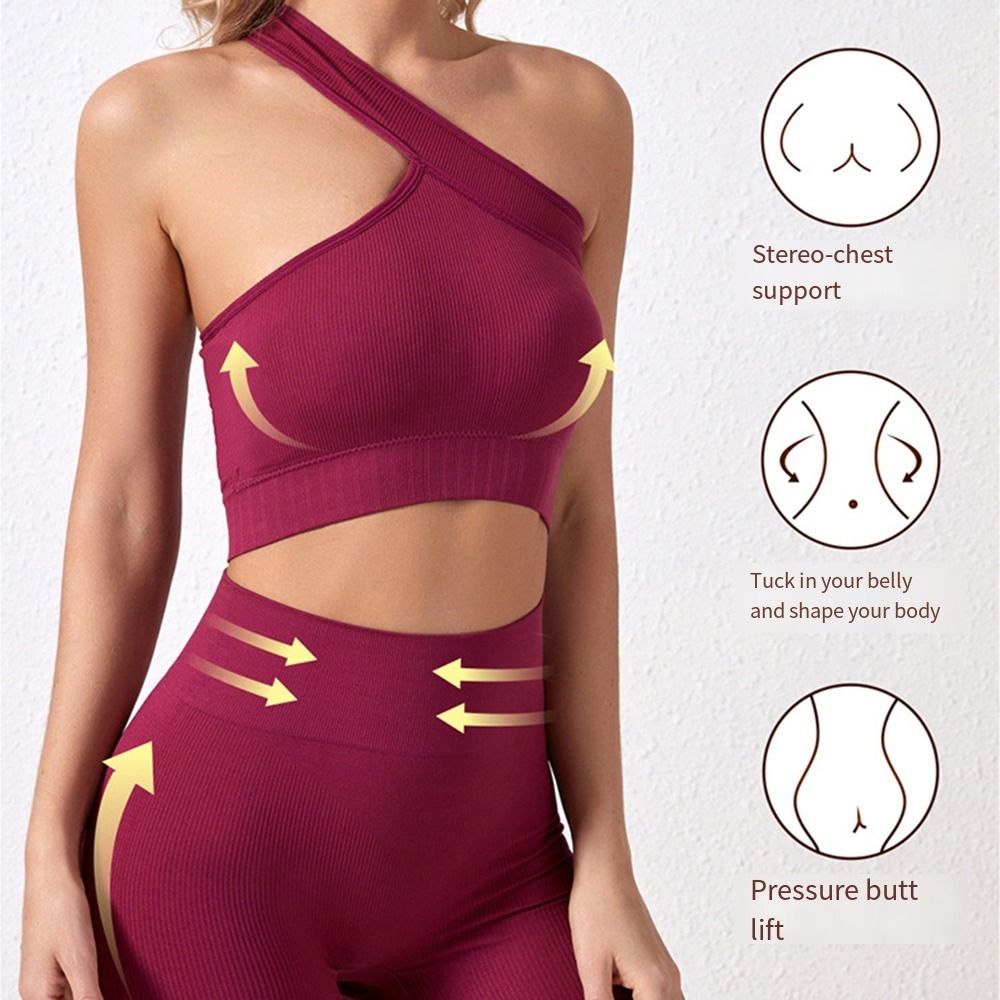 Conjunto de 2 peças de roupa e - Seamless Ribbed Workout Tank Top avaliação e preço