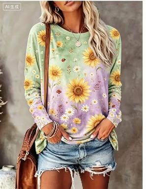 Camiseta Feminina de Manga Lon - Blouses avaliação e preço